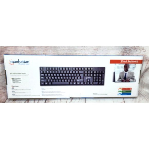 Manhattan Plug & Play LED Wired Black Basic Windows Compatible Computer Keyboard - Picture 6 of 12